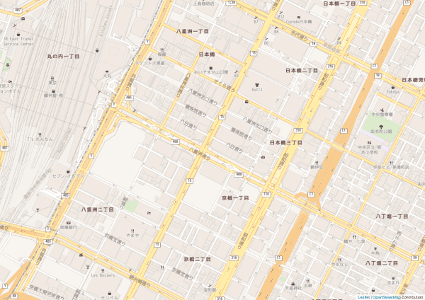 東京駅周辺、オープンストリートマップのサンプル地図PDF
