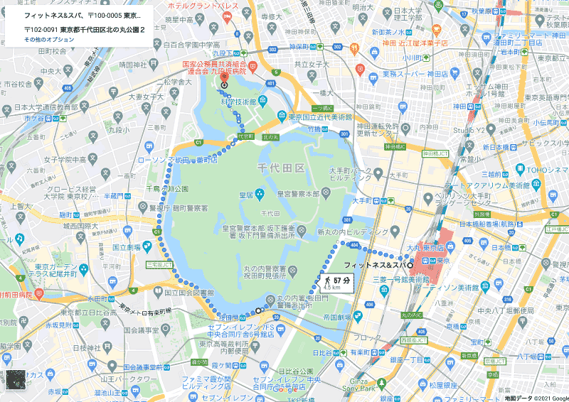 Googleマップで作成したルート地図サンプル